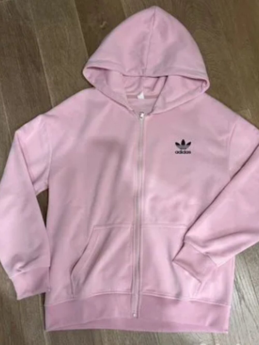 Adidas Originals Pink Full Zip Hoodie Trefoil Logo Essential Casual Size M